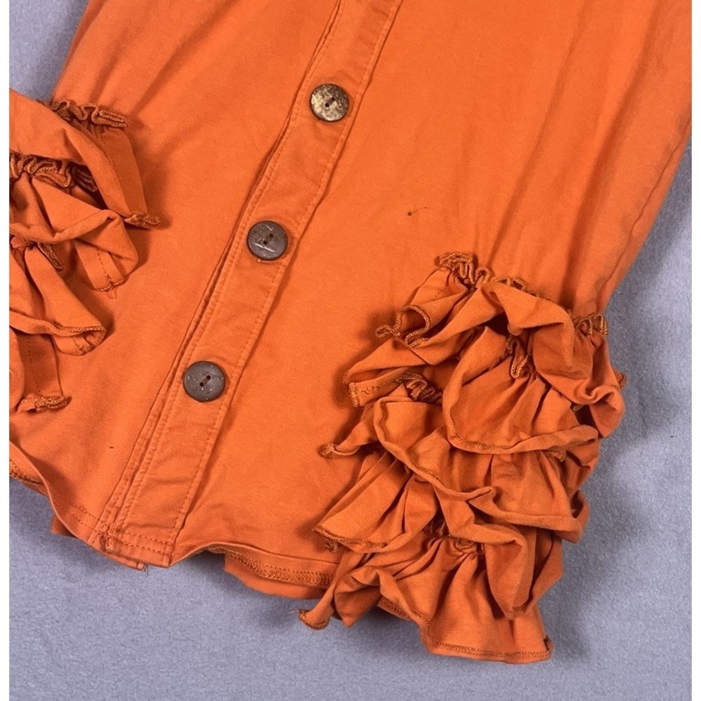 Marie Nicole Ruffle Cardigan Girls 12 Burnt Orange Fall Harvest Hooded Jacket - Picture 4 of 4